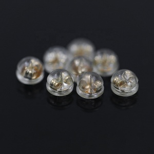 Hypoallergenic Round 18K Gold Plated <strong>Earring</strong> <strong>Backs</strong> with Plastic <strong>Rubber</strong> Silicone Stopper for Sensitive Skin-Jialin Brand - Product Image 2