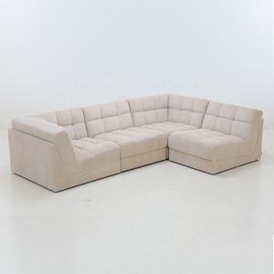 Divano componibile a 3 posti soggiorno modulare <span class=keywords><strong>beige</strong></span> bianco divano in tessuto di velluto a coste set angolo - Product Image 5