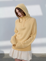 Pull en cachemire pur à 100 % pour femme, décontracté, à demi-zip, coupe oversize, avec manches raglan et ourlet côtelé, chaud, doux et respirant pour l'hiver