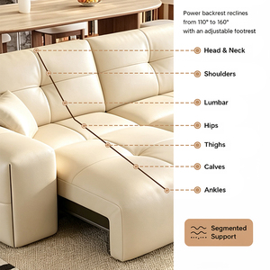 Sofá Reclinable Eléctrico de Lujo, Cuero Genuino, Control por Voz Inteligente, 3 Motores, Ajuste a Pared, Asientos Ajustables, Reclinación Profunda, BD-RS-9 S - Product Image 3
