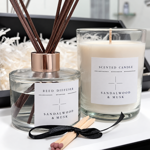 Coffret cadeau de parfum d'ambiance Aikun en cire de soja et bois de santal, comprenant une bougie faite à la main et un diffuseur à bâtonnets, emballage de vente au détail, OEM ODM - Product Image 3