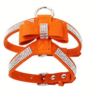 Leather <strong>Dog</strong> <strong>Harness</strong> with Bow Embellishment and Buckle Closure Breathable Fashion Style for <strong>Small</strong> to Large <strong>Dogs</strong> (XS-XL Sizes) - Product Image 2