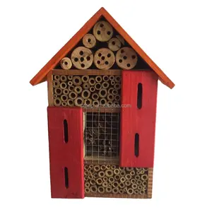 Wooden insect hotel & bee house with different colour for hanging outside for garden decoration