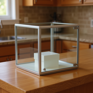 ตู้โชว์เคาน์เตอร์โครงอะลูมิเนียม 45 ซม. กระจกนิรภัยสีขาว ประตูบานพับแบบล็อคได้ - Product Image 3