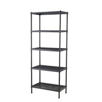 Étagère de rangement en métal réglable multi-usages à 3, 4 ou 5 niveaux en acier époxy noir pour la maison