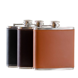 Petaca de acero inoxidable de 12 oz con logotipo personalizado, Petaca de cuero, Petaca a prueba de fugas para España Luksusowa Zubrowka Antiquary - Product Image 4