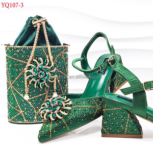 YQ107 Ensemble complet chaussures et sacs bleus africains pour jeune femme, avec chaussures et sacs ornés de cristaux, pour soirée - Product Image 6