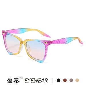 Lunettes de soleil arc-en-ciel UV400, monture PC, mode féminine, œil de chat, surdimensionnées - Product Image 2