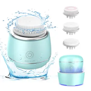 Ultrasonic Electric Face Massaging Scrub Brush Cleanser Silicone Deep Clean Wash Face Cleaning Cleansing Device Facial Brush
