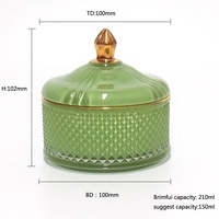 Lengfengjun — conteneur rond en verre de luxe, pour pots de bougies vides, fabrication de bonbons, pot de bougie coloré personnalisé avec couvercle, pièces