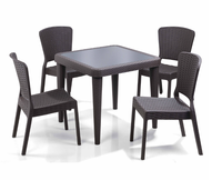 Chaise en plastique brun rotin sans accoudoirs de haute qualité pour jardin intérieur extérieur