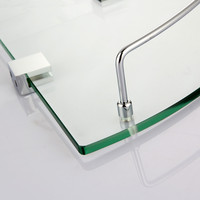 Étagère de douche triangulaire murale en acier inoxydable et verre, moderne, à un seul niveau, pour une utilisation en appartement, durable