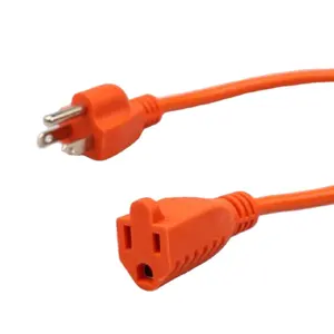 Top quality 110v 30W RV cul plug Power Cord Orange Sheath Cable And Extension Nema 5-15P to 5-15R AC Power Cord ST3