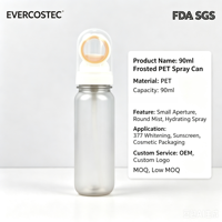 Flacon aérosol PET dépoli 90 ml OEM d'usine pour nettoyant visage, petit bec verseur, brume hydratante, emballage cosmétique