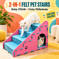 Escaliers pour animaux de compagnie en feutre 2-en-1 personnalisés avec tunnel pour chat, marches intérieures pour chats et petits chiens, vente en gros OEM ODM