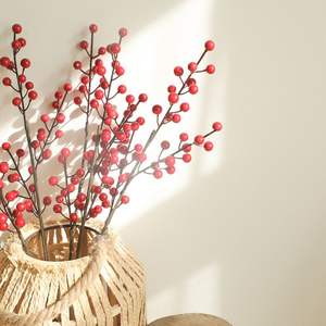 2024 tige de baie artificielle rouge branches de baie de <span class=keywords><strong>houx</strong></span> de Noël fausse plante pour artisanat de bricolage à la maison florale - Product Image 5