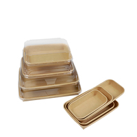 Ecologische wegwerpverpakkingen van 500ml, recyclebaar, biologisch afbreekbaar, geschikt voor de magnetron, met deksel, van kraftpapier, voor fastfood, snacks en lunch.