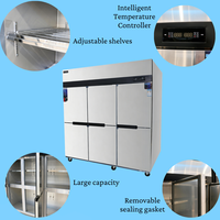 Équipement de réfrigération pour cuisine commerciale, congélateur vertical à six portes 220V pour le stockage des légumes, refroidisseur alimentaire pour la cuisine à domicile