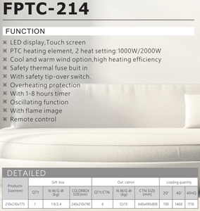 Calentador Eléctrico Radiante Infrarrojo de Torre PTC de 2000W |   Controlador de Temperatura Independiente con Control Remoto y Protección Contra Volcaduras - Product Image 5
