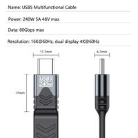 Cable de Datos USB5 FPC de 80 Gbps y 240 W, Tipo C, Thunderbolt 4/3, Proyección de Video de 16K, Carga Rápida PD, PVC, para Teléfono y Portátil