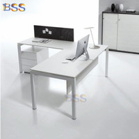Idées de design de table de bureau en forme de L, table de clinique médicale en Corian, plateau en marbre blanc, table de bureau avec pieds en métal