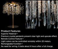 Centres de table de luxe fleur support d'arbre en métal décor de mariage en cristal décor de fête avec télécommande