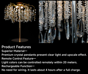 Centres de <span class=keywords><strong>table</strong></span> de luxe fleur support d'arbre en métal décor de mariage en cristal décor de fête avec télécommande - Product Image 5