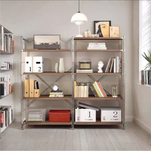 Étagère de cuisine en acier de style japonais avec étagère en bois, structure métallique, meuble de salon pour rangement de fleurs, mobilier de maison - Product Image 5