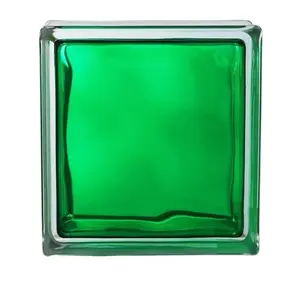 Bloc de verre creux de décoration extérieure d'intérieur vert de 190*190*80mm pour la décoration