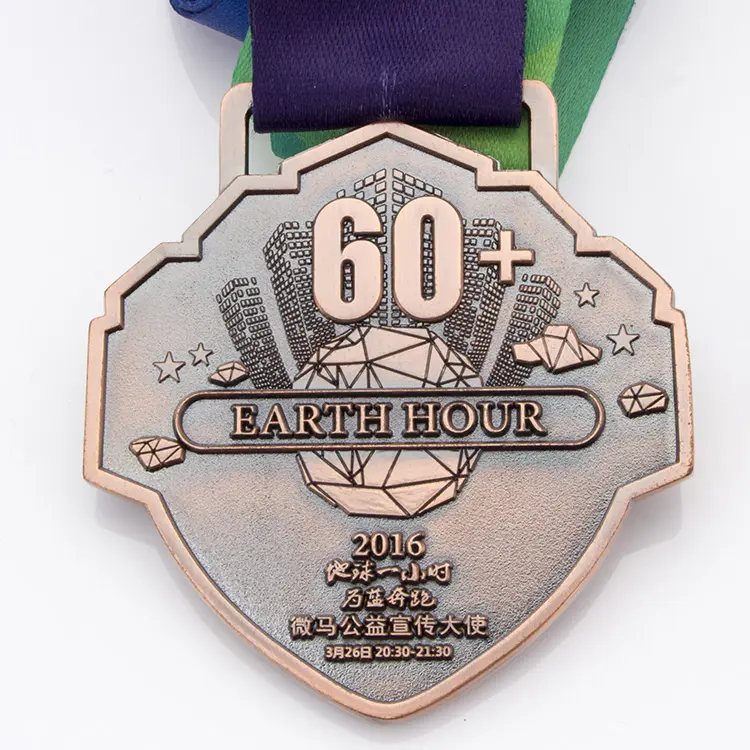 Diseño de fábrica personalizado divertido metal forma redonda esmalte oro plata Latón chapado carrera correr medallas