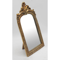 Miroir de table vintage en résine dorée de style rétro européen, miroir arqué, cadeau, miroir de princesse, usage quotidien