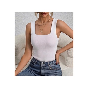 Top corto blanco para mujer con tirantes gruesos, lycra completa, talla estándar Smlxl, 60 cm de largo - Product Image 3