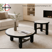 Ensemble de tables basses rondes modernes avec plateau en pierre frittée et base en acier inoxydable pour salon, petits espaces, hôtels, vente en gros, OEM, ODM