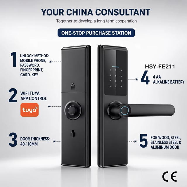 WIFI Tuya APP Smart Fingerprint Door Lock RFID Card Keyless Password Home Security Locks Digital Access Control System with CE