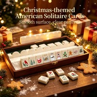 Nouvel ensemble de mahjong américain personnalisé 2026 avec gravure sur le thème de Noël, kit de jeu de mahjong en acrylique avec motif hivernal festif