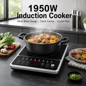Cocina <span class=keywords><strong>de</strong></span> Inducción Doméstica <span class=keywords><strong>de</strong></span> 1950W con Placa <span class=keywords><strong>de</strong></span> Cristal Sin Pulir, Pantalla LED Digital, Patas Antideslizantes, Estufa Eléctrica Portátil KI02012 - Product Image 1