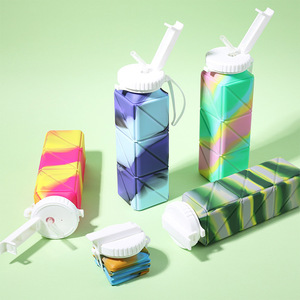 Bouteille d'eau pliable en silicone de haute qualité, anti-fuite, avec paille, facile à transporter, idéale pour la course à pied - Product Image 5