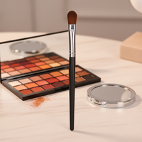 Kuas Concealer Wajah Tunggal Berkualitas Tinggi Dongshen DM-SM08 dengan Bulu Sintetis Fiber, Gagang Kayu, dan Label Pribadi
