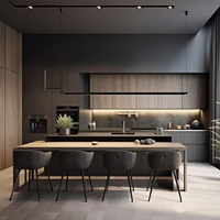 Meubles de cuisine modulaires contemporains en panneaux de particules/PVC/lacquer/contreplaqué/MDF, écologiques et ignifuges, pour centres commerciaux, restaurants et maisons