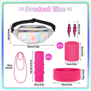 <strong>80s</strong> Theme Party Costume Accessories Clothing Women's Sporty Style <strong>Headband</strong> Earrings Necklaces Bracelet Laser Pack Suit - Product Image 3