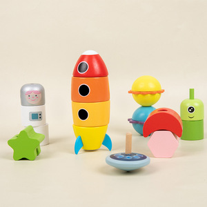 Jeu <span class=keywords><strong>de</strong></span> labyrinthe à billes planétaires, jouet en bois à empiler, pour enfants <span class=keywords><strong>de</strong></span> 5 à 7 ans, éducatif préscolaire multifonctionnel - Product Image 4