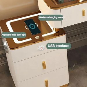 Phòng ngủ sang trọng thiết kế hiện đại đơn giản, bàn trang điểm có gương, tủ trang điểm có đèn, gương và ngăn kéo - Product Image 5