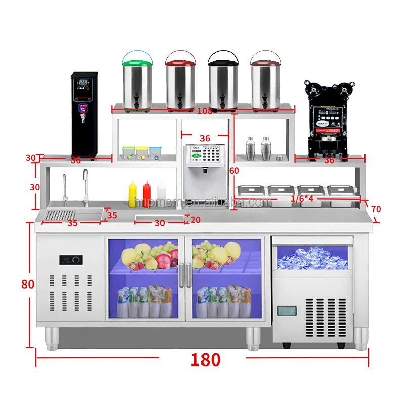 Comptoir de travail en acier inoxydable équipement de Bar en acier inoxydable équipement de thé à bulles