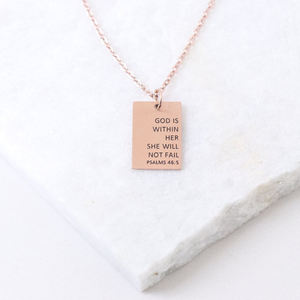 Collar con colgante rectangular personalizado, joyería con grabado de Dios dentro de ella, no caída - Product Image 5