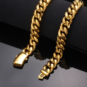 Europa e Stati Uniti nuovo hip hop in acciaio inox titanio acciaio acciaio cubano catena di crittografia collana piegata marchio fibbia - Product Image 6