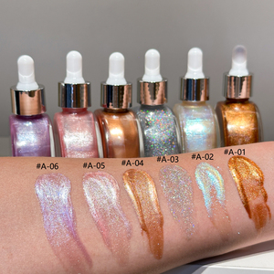 Huile corporelle scintillante personnalisable MLM OEM ODM 70 ml en flacon compte-gouttes ovale, illuminateur liquide à paillettes fines, hydratant longue durée - Product Image 5
