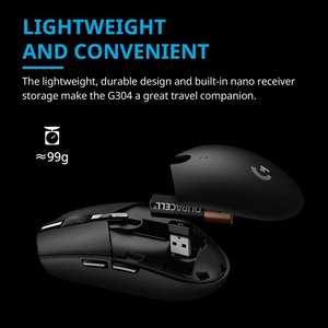 Souris de jeu sans fil Logitech <span class=keywords><strong>G304</strong></span> <span class=keywords><strong>G305</strong></span> Lightspeed, 6 boutons programmables, capteur PixArt 12000 DPI, pour les deux mains, RGB sans fil - Product Image 2