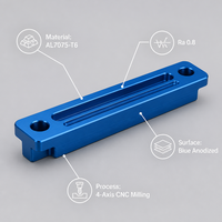 Bloque de Precisión para Guía de Cadena de Motocicleta, Fresado CNC de 4 Ejes, Aleación de Aluminio 7075, Acero Inoxidable, Anodizado Azul, Resistente al Desgaste