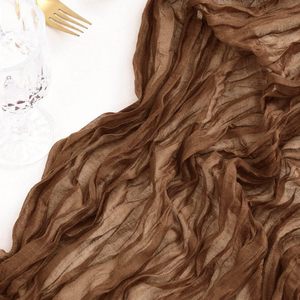 Skymoving New Home Textiles Gauze Boho Chiffon <strong>Table</strong> <strong>Runner</strong> <strong>Teal</strong> Brown Cheesecloth <strong>Table</strong> <strong>Runners</strong> for Wedding - Product Image 4