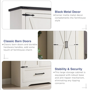 Armario Moderno de Madera con Estantes Ajustables, Despensa de 72 Pulgadas con Cajones Altos y Dos Puertas Corredizas para Almacenamiento en el Baño - Product Image 5